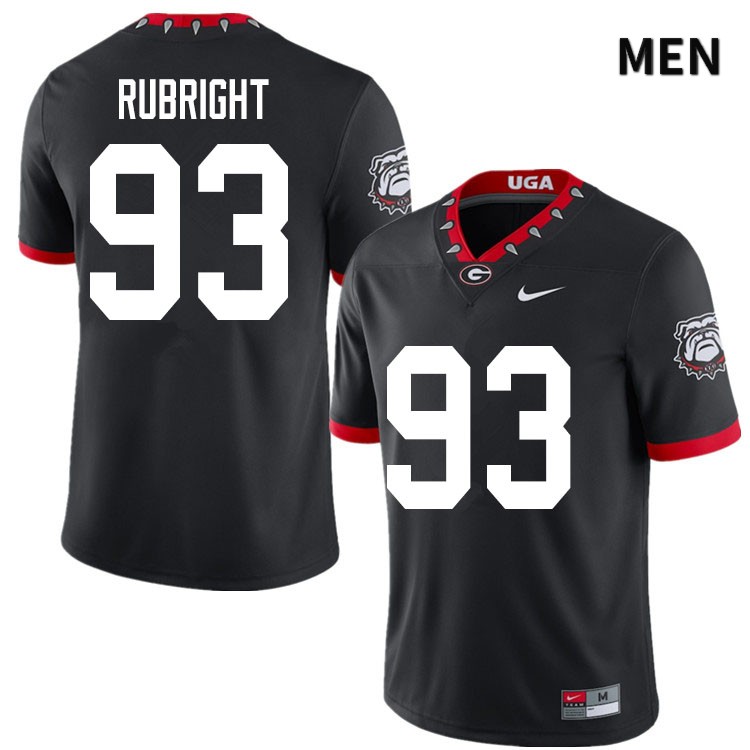 Georgia Bulldogs Men's Bill Rubright #93 Black 2020 Mascot 100th Anniversary Stitched College UGA Football Jersey 23MT015JI